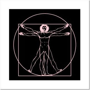 Vitruvian man in Pink Posters and Art